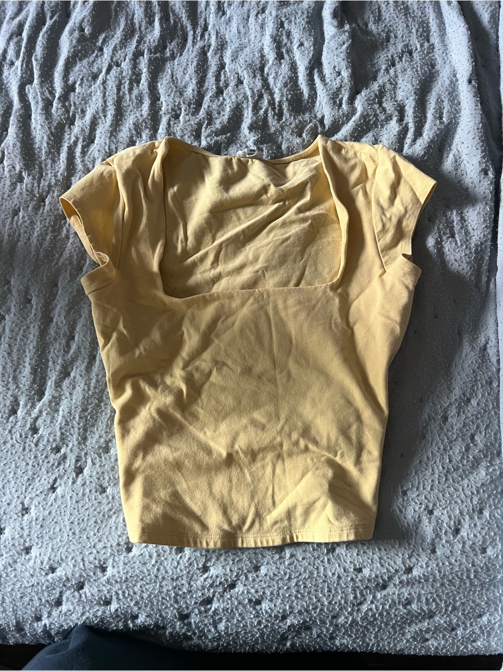 Garage Yellow Square Neck Short Sleeve Top